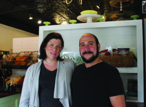 Crust Artisan Bakeshop Owner Alexis Kelleher (left) with boyfriend Nate Rossi. The two also own neighboring North Main Provisions. / Photo by Dominique Goyette-Connerty