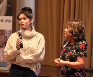 On Tuesday, Irene Brank (right) and her daughter Sam (left) helped launch the recently-rebranded Power of Women program hosted by the Worcester Regional Chamber of Commerce. This marked the first of four luncheons which will be punctuated by more casual meetups in which members engage with one another and the community. / PHOTO BY EMILY GOWDEY-BACKUS